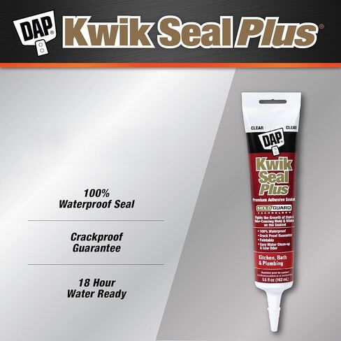 DAP Kwik Seal Plus Kitchen & Bath Adhesive Sealant, Clear, 5.5 Oz (7079818546) in Saudi Arabia