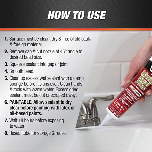 DAP Kwik Seal Plus Kitchen & Bath Adhesive Sealant, Clear, 5.5 Oz (7079818546) in Saudi Arabia