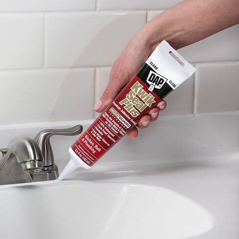 DAP Kwik Seal Plus Kitchen & Bath Adhesive Sealant, Clear, 5.5 Oz (7079818546) in Saudi Arabia