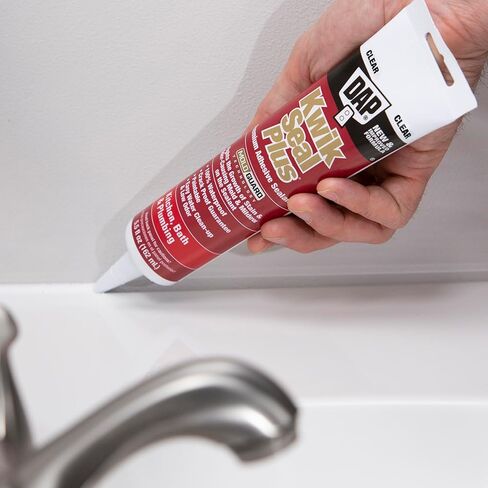 DAP Kwik Seal Plus Kitchen & Bath Adhesive Sealant, Clear, 5.5 Oz (7079818546) in Saudi Arabia