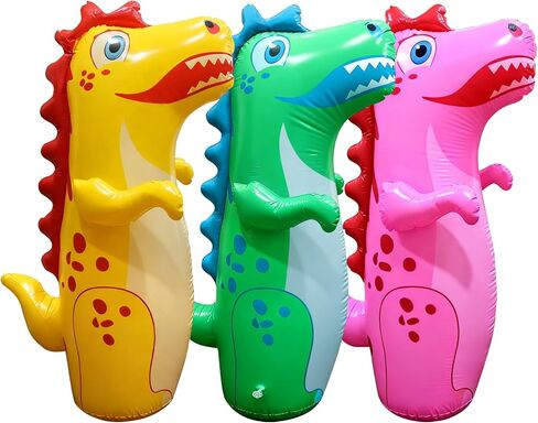 3 Pcs Inflatable Tumbler Dinosaur Punching Bag,Blow up Boxing Dinosaur,Bounce Back Dino Boxing Bag in Kuwait