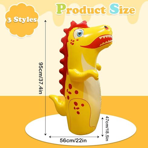 3 Pcs Inflatable Tumbler Dinosaur Punching Bag,Blow up Boxing Dinosaur,Bounce Back Dino Boxing Bag in Kuwait