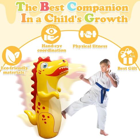 3 Pcs Inflatable Tumbler Dinosaur Punching Bag,Blow up Boxing Dinosaur,Bounce Back Dino Boxing Bag in Kuwait
