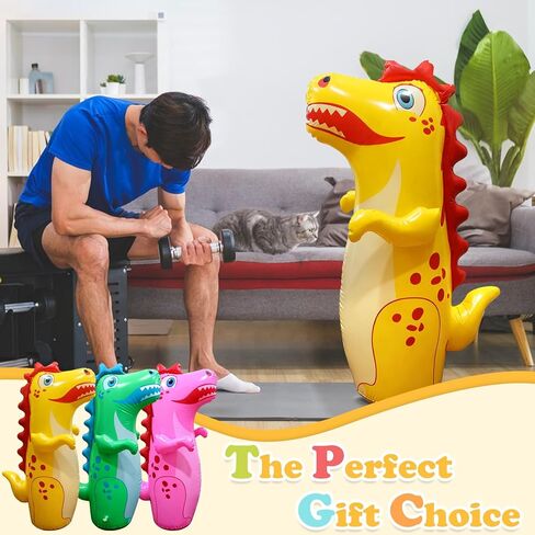 3 Pcs Inflatable Tumbler Dinosaur Punching Bag,Blow up Boxing Dinosaur,Bounce Back Dino Boxing Bag in Kuwait