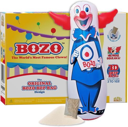 INFLATABLE DUDES Bozo The Clown 47 Inches – The Original Bop Bag Design | Kids Punching Bag | Already Filled with Sand | Punching Bag for Kids | Target | His Nose Squeaks! - (Officially Licensed) in Kuwait