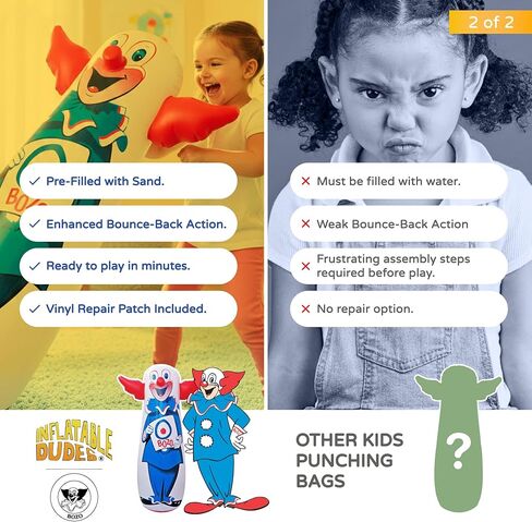 INFLATABLE DUDES Bozo The Clown 47 Inches – The Original Bop Bag Design | Kids Punching Bag | Already Filled with Sand | Punching Bag for Kids | Target | His Nose Squeaks! - (Officially Licensed) in Kuwait