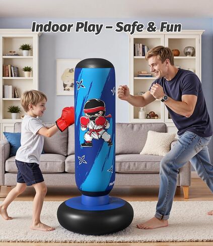 Inflatable Kids Punching Bag Set with Gloves & Pump – Fun Boxing Toy for Boys & Girls, Ages 4–12, Great Gift for Karate, Taekwondo, Active Play, Fitness Training in Kuwait