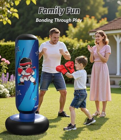Inflatable Kids Punching Bag Set with Gloves & Pump – Fun Boxing Toy for Boys & Girls, Ages 4–12, Great Gift for Karate, Taekwondo, Active Play, Fitness Training in Kuwait