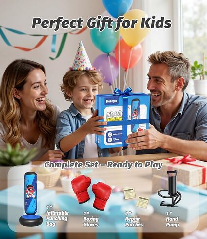 Inflatable Kids Punching Bag Set with Gloves & Pump – Fun Boxing Toy for Boys & Girls, Ages 4–12, Great Gift for Karate, Taekwondo, Active Play, Fitness Training in Kuwait