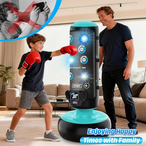 Punching Bag for Kids, 66 Inch Inflatable Boxing Bag with Boxing Gloves, Kid Boxing Set with Scoring, Light, Music, Stand Kids Punching Bag Toy for Age 4-12, for Practicing Karate, Taekwondo, MMA in Kuwait