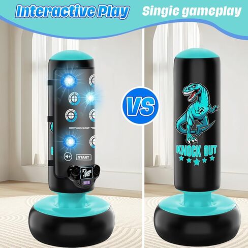 Punching Bag for Kids, 66 Inch Inflatable Boxing Bag with Boxing Gloves, Kid Boxing Set with Scoring, Light, Music, Stand Kids Punching Bag Toy for Age 4-12, for Practicing Karate, Taekwondo, MMA in Kuwait