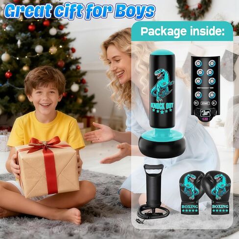 Punching Bag for Kids, 66 Inch Inflatable Boxing Bag with Boxing Gloves, Kid Boxing Set with Scoring, Light, Music, Stand Kids Punching Bag Toy for Age 4-12, for Practicing Karate, Taekwondo, MMA in Kuwait