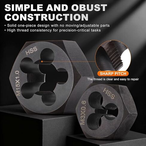 M12 x 1.5 Standard Hex Die Right Hand Metric Machine Threaded High Speed Steel for Threading Cutting Carbon Steel, Alloy Steel, Stainless Steel, Copper, Aluminum in Saudi Arabia
