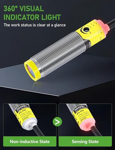 DIHOOL Photoelectric Proximity Sensor, Laser Motion Switch,IP65 Waterproof, Normally Open NPN NO, M16, 3 Wires,12V/24V Input(10-30VDC), Detection Distance Adjustable from 3cm to 80cm in Kuwait