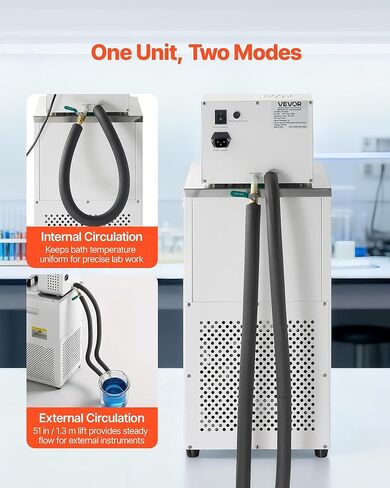 VEVOR Laboratory Chiller Circulator, -30℃-100℃, 6 L Internal and External Dual Circulation, Low Temperature Cooling Liquid Circulator Pump Chiller, Recirculating Chiller Water Bath for Laboratory in Saudi Arabia