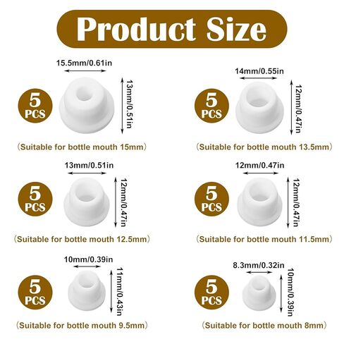30Pcs 5 Sizes Silicone Hole Plug Waterproof 9.5-15mm - Rubber Stoppers Plugs White Bottle Stopper for Bottles Pipes Flower Pots - Round Stopper Seal Button Plugs in Saudi Arabia