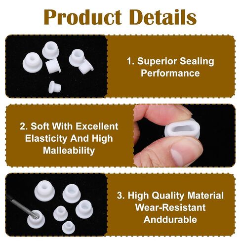 30Pcs 5 Sizes Silicone Hole Plug Waterproof 9.5-15mm - Rubber Stoppers Plugs White Bottle Stopper for Bottles Pipes Flower Pots - Round Stopper Seal Button Plugs in Saudi Arabia