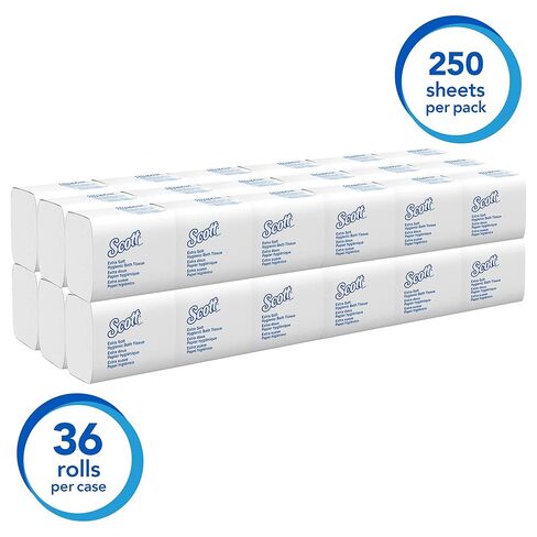 Scott Professional Hygienic High-Capacity Folded Tissue (48280), 2-Ply, White, Single Pull, (250 Sheets/Pack, 36 Packs/Case, 9000 Sheets/Case) in Kuwait