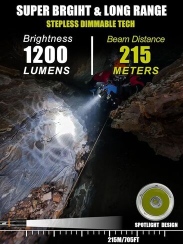 Scuba Dive Light Diving Flashlight - PFSN High Lumens Underwater Flashlight IPX68 Waterproof, Rechargeable Dive Torch, Narrow Beam Diving Lamp Best for Diver Submersible Caving, Snorkeling in Kuwait