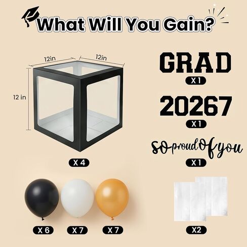 ديكورات التخرج 2025 ، 4 أجهزة كمبيوتر محدودة التخرج صناديق بالون مع رسائل خريج وفخور جدا بك و 20 جهاز كمبيوتر الشخصي ، فئة من 2025 زخارف حفلة غراد لكلية المدرسة الثانوية in Kuwait