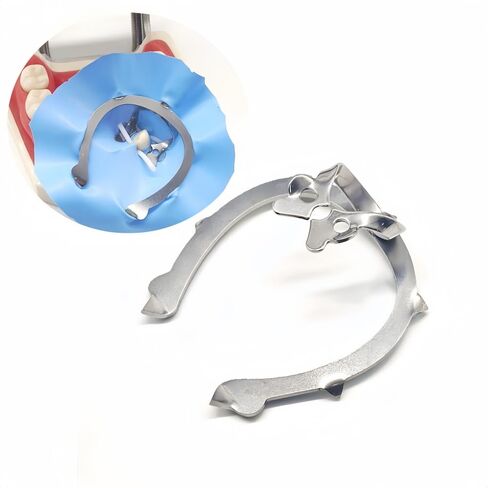 1 Piece Dental Clip Rubber Dam Clamps Clip with Bracket Holder Dental Restoration Rubber Dam Barrier Clips Stainless Steel (1 piece for Molar) in Kuwait