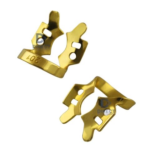 6 Pieces Set Dental Rubber Dam Clamps Winged Gold Color Coded Retractors Retainers in Kuwait