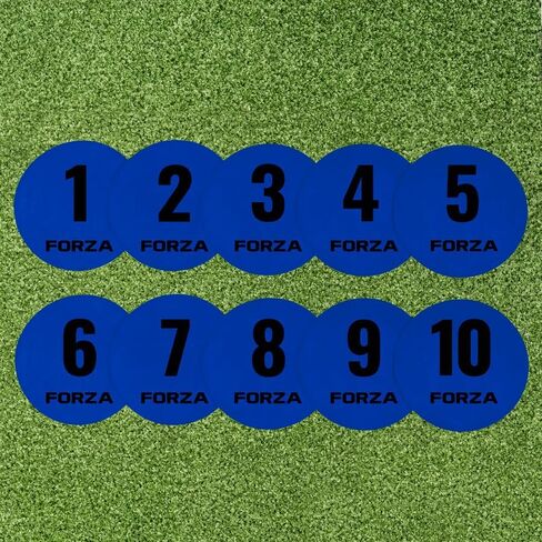 FORZA Numbered Flat Disc Markers [Set of 10] | Non-Slip Training Discs for Soccer, Footbal,l Basketball & Speed Agility Drills | High Visibility, Indoor & Outdoor Coaching Equipment in Saudi Arabia