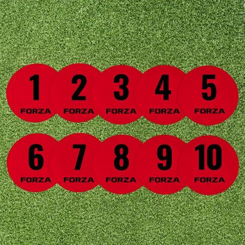 FORZA Numbered Flat Disc Markers [Set of 10] | Non-Slip Training Discs for Soccer, Footbal,l Basketball & Speed Agility Drills | High Visibility, Indoor & Outdoor Coaching Equipment in Saudi Arabia