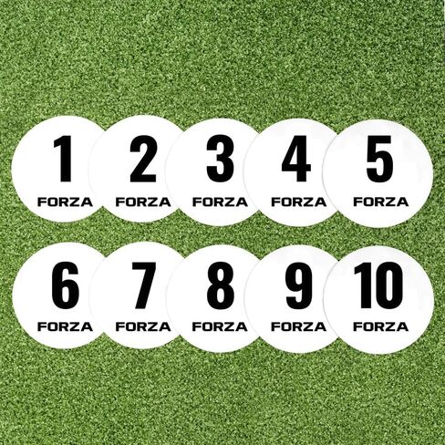 FORZA Numbered Flat Disc Markers [Set of 10] | Non-Slip Training Discs for Soccer, Footbal,l Basketball & Speed Agility Drills | High Visibility, Indoor & Outdoor Coaching Equipment in Saudi Arabia