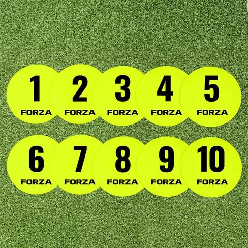 FORZA Numbered Flat Disc Markers [Set of 10] | Non-Slip Training Discs for Soccer, Footbal,l Basketball & Speed Agility Drills | High Visibility, Indoor & Outdoor Coaching Equipment in Saudi Arabia
