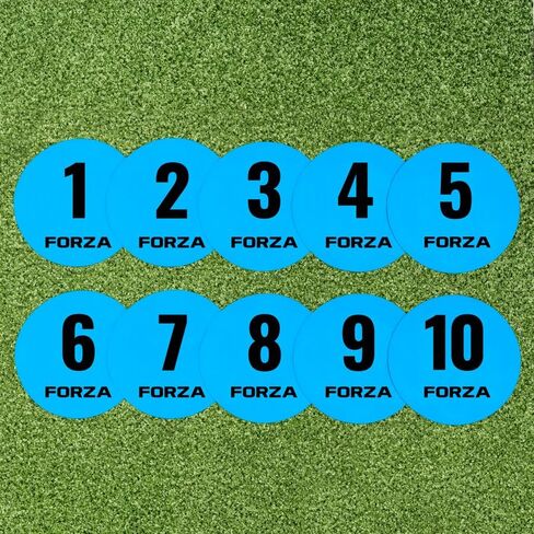 FORZA Numbered Flat Disc Markers [Set of 10] | Non-Slip Training Discs for Soccer, Footbal,l Basketball & Speed Agility Drills | High Visibility, Indoor & Outdoor Coaching Equipment in Saudi Arabia