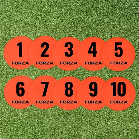 FORZA Numbered Flat Disc Markers [Set of 10] | Non-Slip Training Discs for Soccer, Footbal,l Basketball & Speed Agility Drills | High Visibility, Indoor & Outdoor Coaching Equipment in Saudi Arabia