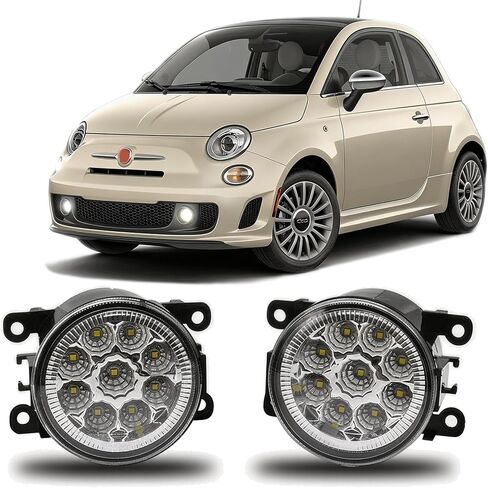 Fog Light Bulb 3.5 Inch For Fiat 500 2012-2018 Pair Front Fog Light Clear Lens Driving Lamps Left Right Side,6000k,Pack of 2 in Kuwait