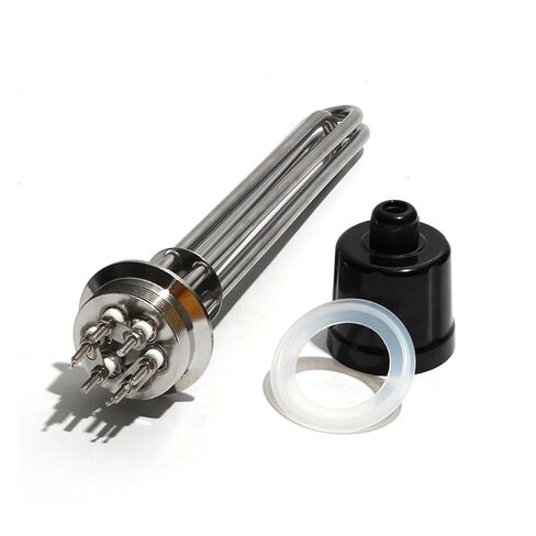 سخان ثلاثي المشبك 2 بوصة 3-12 كيلو وات 304 من الفولاذ المقاوم للصدأ لتقطير وتخمير - جهد مزدوج 220 فولت/380 فولت (مع غطاء، 380 فولت-3 كيلو وات 190 ملم) in Kuwait