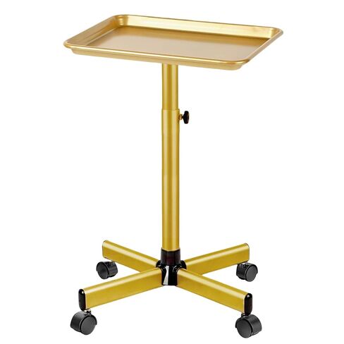 Salon Tray on Wheels, Gold Metal Feet Salon Tray Cart with Adjustable Height, Tattoo Rolling Tray, Metal Service Instrument Storage Tray for Salon&Home Use in Kuwait