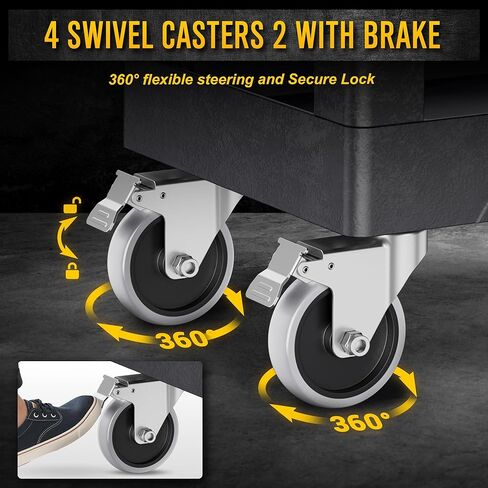 Heavy Duty Plastic Utility Cart on Wheels 34.4 x 17 Inch - Work Cart Tub Storage Deep Shelves and 360° Swivel Wheels Safely Holds up to 600 lbs - 2 Tier Service Cart for Warehouse,Garage, Cleaning in Saudi Arabia