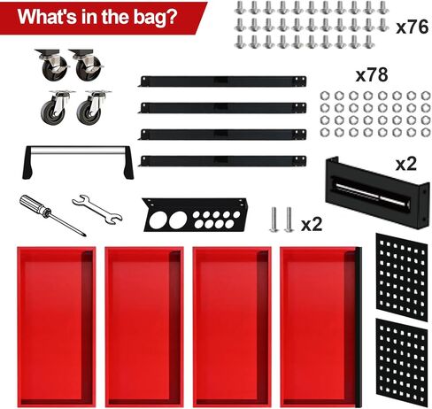 3-Tier Tool Cart with Wheels, 400 lbs Load Capacity,Rolling Tool Cart with Drawer & Pegboard, Mechanic Tool Storage Organizer with Locking System for Garage, Warehouse and Repair Shop, Black&Red in Saudi Arabia
