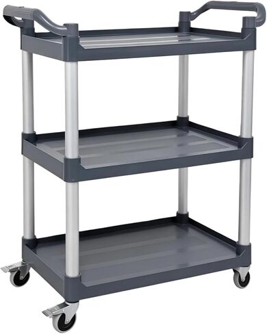 3 Tier Utility Cart on Wheels 660 lbs Load Capacity Heavy Duty Food Cart for Kitchen Warehouse Garage Restaurant, Rolling Trolley Utility Shelf with Casters for Storage and Transportation in Kuwait