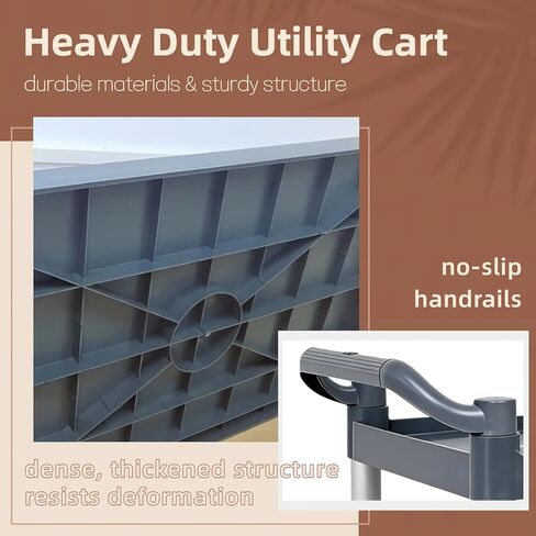 3 Tier Utility Cart on Wheels 660 lbs Load Capacity Heavy Duty Food Cart for Kitchen Warehouse Garage Restaurant, Rolling Trolley Utility Shelf with Casters for Storage and Transportation in Kuwait