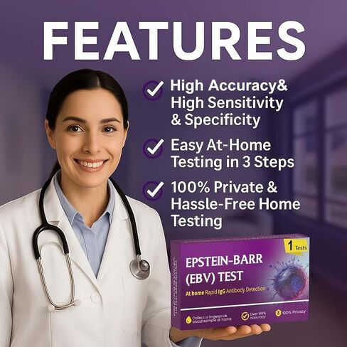 EBV at-Home Test Kit | Detects IgG Response to VCA & EBNA | 15-Minute Rapid Result | Easy Fingerstick Sample in Saudi Arabia