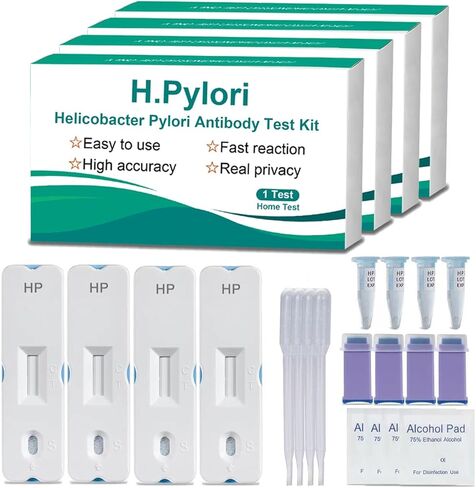 H Pylori Test Kit, 4 PCS Helicobacter Pylori Stool Test Kits at Home, H. Pylori Test H-Pylori Stool (Antigen) Self-Test for Home Use, Results in 10-15 Minutes in Kuwait