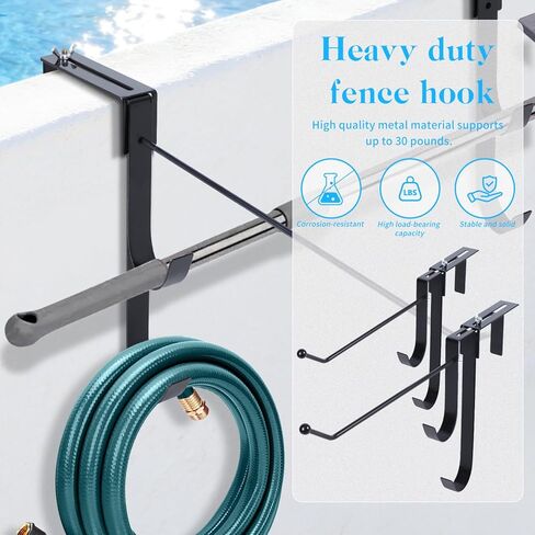 2PCS Pool Fence Hooks Pool Pole Hanger for Swimming Ring,Towel,Adjustable Pool Float Organizer Storage Rack Swimming Accessories Equipment,Indoor and Outdoor Storage,Space-Saving in Kuwait