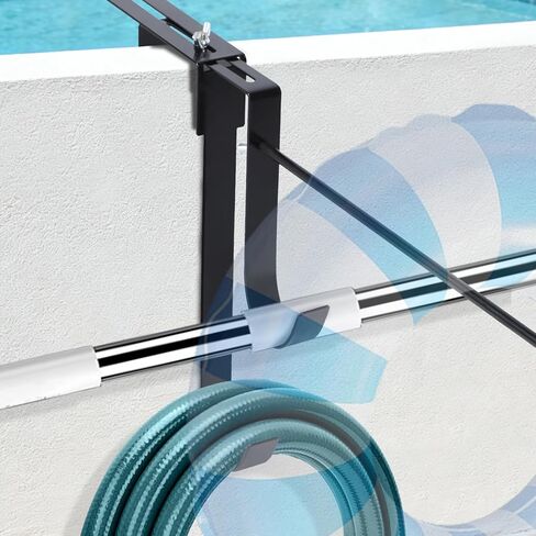 2PCS Pool Fence Hooks Pool Pole Hanger for Swimming Ring,Towel,Adjustable Pool Float Organizer Storage Rack Swimming Accessories Equipment,Indoor and Outdoor Storage,Space-Saving in Kuwait