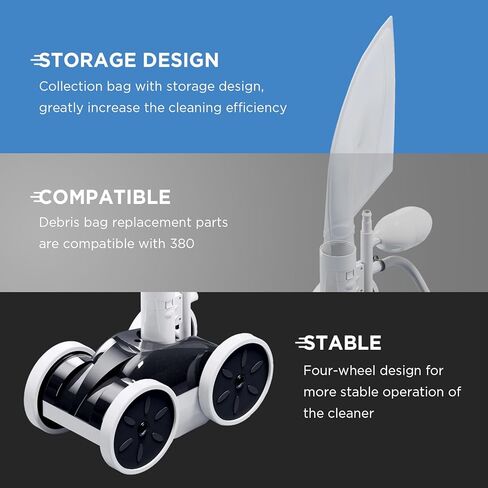 MAKHOON Upgrade Pool Pressure Side Sweeper: Professional Solution for Cleaning Your Swimming Pool (Four Wheels are Better Than Three) Need 1.5" Female Thread Pool Booster Pump Inlet, 4 Bar Pressure in Kuwait