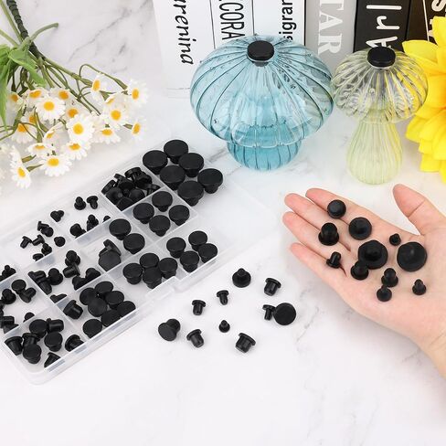 110 Pcs Silicone Rubber Hole Plug, Anglecai 9 Size 4-11mm Rubber Hole Silicone Plug Cap for Powder Coating, High Temp T-Type Holes Plugs Waterproof Sealing Plugs Black Round Pipe Holes in Saudi Arabia