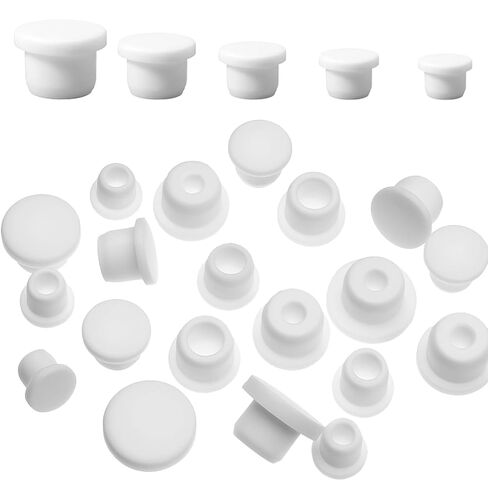 30 PCS 5 Sizes Silicone Rubber Hole Plugs, White Round Replacement Rubber Tube Plug with Hole 9.5-15mm Inner Diameter, Silicone Soft Waterproof Bottle Stopper for Flower Pots Bottles Pipes in Kuwait