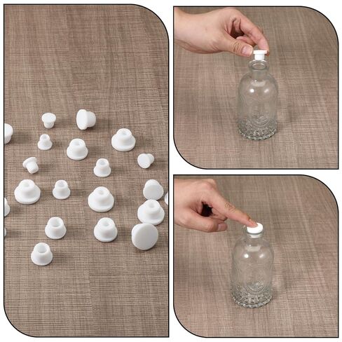 30 PCS 5 Sizes Silicone Rubber Hole Plugs, White Round Replacement Rubber Tube Plug with Hole 9.5-15mm Inner Diameter, Silicone Soft Waterproof Bottle Stopper for Flower Pots Bottles Pipes in Kuwait