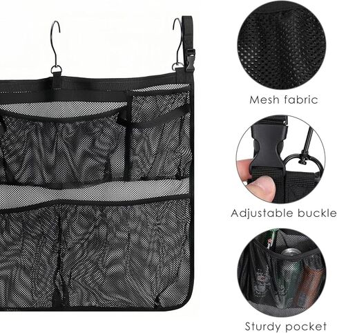 Above Ground Pool Storage Bag, 24x20, Hanging Mesh Organizer with Pockets for Swimming Toys, Metal Frame Pools, Towels & Beverages (Black) in Saudi Arabia