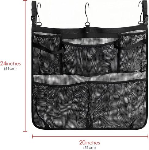 Above Ground Pool Storage Bag, 24x20, Hanging Mesh Organizer with Pockets for Swimming Toys, Metal Frame Pools, Towels & Beverages (Black) in Saudi Arabia