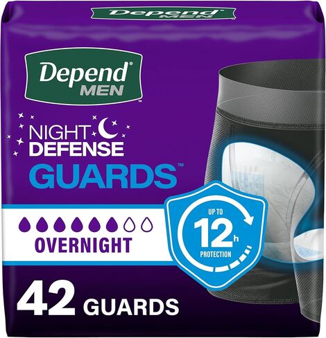 Depend Guards Incontinence Pads for Men, Overnight Absorbency, 42 Count, Packaging May Vary in Kuwait